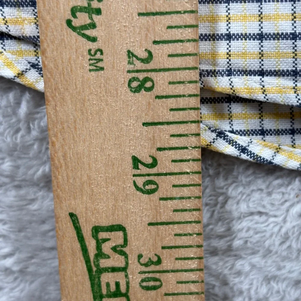 Polo Ralph Lauren Mens Custom Fit Button Down Shirt Yellow Navy Check Large